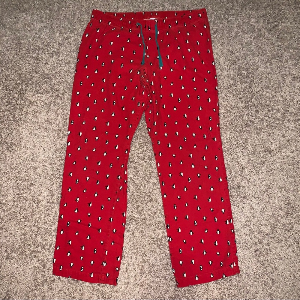 Ladies Old Navy Red Penguin Pajama Bottoms